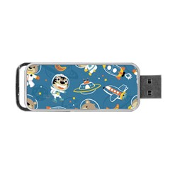 Seamless-pattern-funny-astronaut-outer-space-transportation Portable Usb Flash (two Sides) by Simbadda