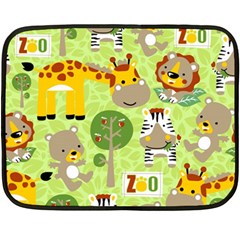 Funny Animals Cartoon Fleece Blanket (mini) by Simbadda