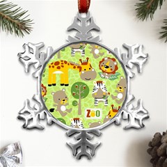 Funny Animals Cartoon Metal Small Snowflake Ornament by Simbadda