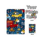 Seamless Pattern Vehicles Cartoon With Funny Drivers Playing Cards 54 Designs (Mini) Back