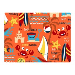 Seamless Pattern Vector Beach Holiday Theme Set Two Sides Premium Plush Fleece Blanket (mini) by Simbadda