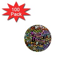 Graffiti Word Seamless Pattern 1  Mini Magnets (100 Pack)  by Simbadda