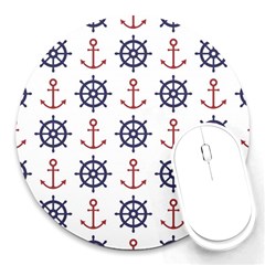 Nautical-seamless-pattern Round Mousepad by Simbadda