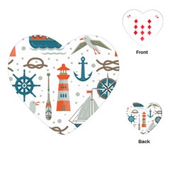 Nautical-elements-pattern-background Playing Cards Single Design (heart) by Simbadda