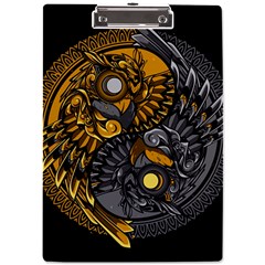 Yin-yang-owl-doodle-ornament-illustration A4 Acrylic Clipboard by Simbadda