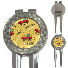 Childish-seamless-pattern-with-dino-driver 3-in-1 Golf Divots by Simbadda