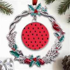 Seamless-watermelon-surface-texture Metal X mas Wreath Holly Leaf Ornament by Simbadda