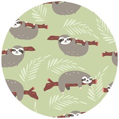 Sloths-pattern-design Wooden Puzzle Round by Simbadda