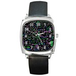 Math-linear-mathematics-education-circle-background Square Metal Watch Front