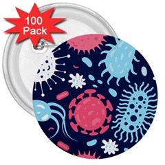 Seamless-pattern-microbes-virus-vector-illustration 3  Buttons (100 Pack)  by Simbadda