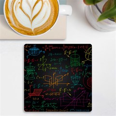 Mathematical-colorful-formulas-drawn-by-hand-black-chalkboard Uv Print Square Tile Coaster  by Simbadda