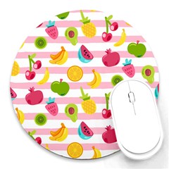 Tropical-fruits-berries-seamless-pattern Round Mousepad by Simbadda