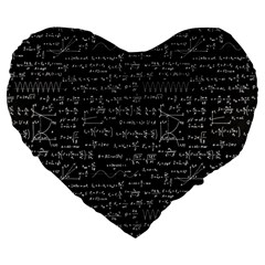 Math-equations-formulas-pattern Large 19  Premium Flano Heart Shape Cushions by Simbadda