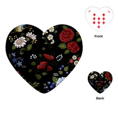 Floral-folk-fashion-ornamental-embroidery-pattern Playing Cards Single Design (heart) by Simbadda