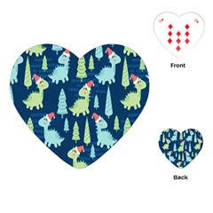 Cute-dinosaurs-animal-seamless-pattern-doodle-dino-winter-theme Playing Cards Single Design (heart) by Simbadda