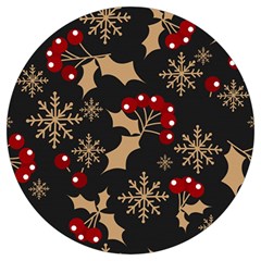 Christmas-pattern-with-snowflakes-berries Round Trivet by Simbadda