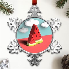 Strawberries Fruit Metal Small Snowflake Ornament by Grandong
