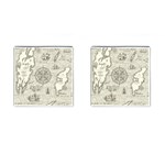 Vintage World Map Antique Cufflinks (Square) Front(Pair)