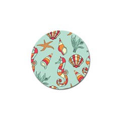Seahorse Seashell Starfish Shell Golf Ball Marker (4 Pack) by Proyonanggan