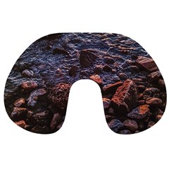 Twilight Treasures: Rocky Beachscape  Travel Neck Pillow by dflcprintsclothing