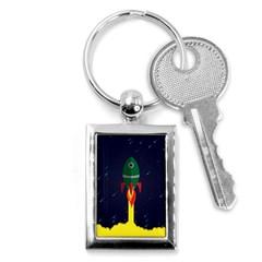 Rocket Halftone Astrology Astronaut Key Chain (rectangle) by Bangk1t