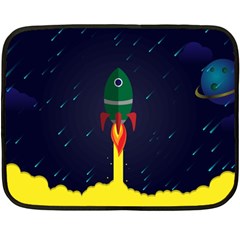 Rocket Halftone Astrology Astronaut Two Sides Fleece Blanket (mini) by Bangk1t