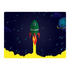 Rocket Halftone Astrology Astronaut Two Sides Premium Plush Fleece Blanket (mini) by Bangk1t