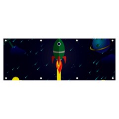 Rocket Halftone Astrology Astronaut Banner And Sign 8  X 3  by Bangk1t