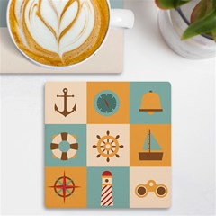 Nautical Elements Collection Uv Print Square Tile Coaster  by Bangk1t