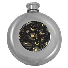 Asian Seamless Pattern With Clouds Moon Sun Stars Vector Collection Oriental Chinese Japanese Korean Round Hip Flask (5 Oz) by Bangk1t