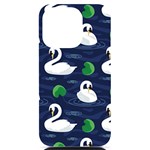 Swan Pattern Elegant Design iPhone 14 Pro Black UV Print Case Front