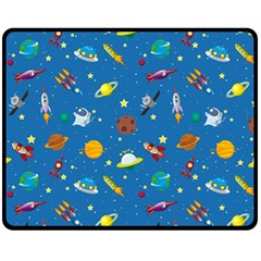 Space Rocket Solar System Pattern Fleece Blanket (medium) by Bangk1t