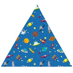 Space Rocket Solar System Pattern Wooden Puzzle Triangle by Bangk1t
