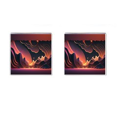 Fire Flame Burn Hot Heat Light Burning Orange Cufflinks (square) by pakminggu