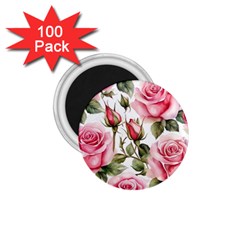 Flower Rose Pink 1 75  Magnets (100 Pack)  by Ravend