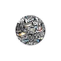 New York City Nyc Broadway Doodle Art Golf Ball Marker by Grandong