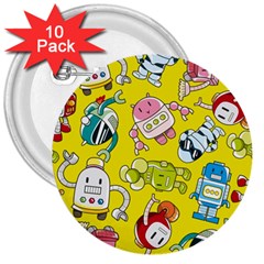 Robot Pattern 3  Buttons (10 Pack)  by Grandong