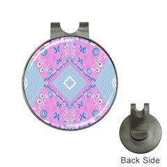 Bohemian Chintz Illustration Pink Blue White Hat Clips With Golf Markers by Mazipoodles