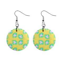 Mazipoodles Bold Daises Yellow Mini Button Earrings by Mazipoodles