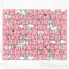 Cute-unicorn-seamless-pattern Rectangular Jigsaw Puzzl by pakminggu