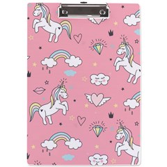 Cute-unicorn-seamless-pattern A4 Acrylic Clipboard by pakminggu