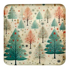 Christmas Tree Square Glass Fridge Magnet (4 Pack) by pakminggu