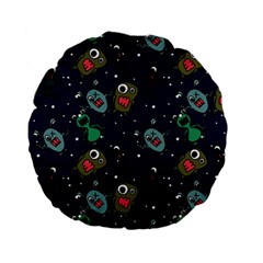 Monster Alien Pattern Seamless Background Standard 15  Premium Flano Round Cushions by pakminggu