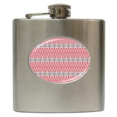 Christmas-pattern-background-green-decorative-star-snow Hip Flask (6 Oz) by Bedest