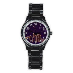 Skyscraper Town Urban Towers Stainless Steel Round Watch by pakminggu