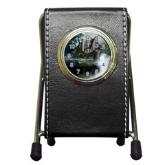 Sea-island-castle-landscape Pen Holder Desk Clock by Cowasu