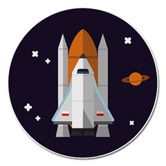 Rocket-space-universe-spaceship Magnet 5  (round) by Cowasu