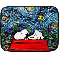 Dog Cartoon Vincent Van Gogh s Starry Night Parody Fleece Blanket (mini) by Sarkoni