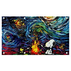 Dog Cartoon Starry Night Print Van Gogh Parody Banner And Sign 7  X 4  by Sarkoni