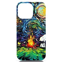 Dog Cartoon Starry Night Print Van Gogh Parody Iphone 14 Pro Max Black Uv Print Case by Sarkoni